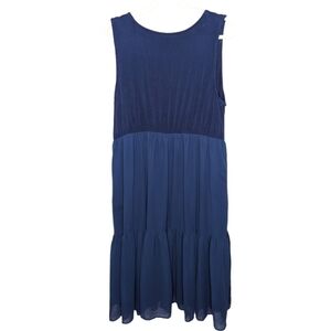 Torrid Rich Blue Super Soft Knit Chiffon Tiered Lined Midi Dress Size 3X